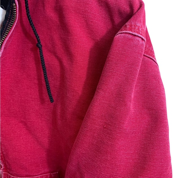 CARHARTT | Rare Vintage 90s Red Distressed Insulated Hooded Coat Jacket | Size L - Picture 14 of 16